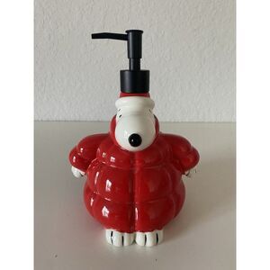 Peanuts Snoopy Soap Lotion Dispenser Red Quilted Puffer Puffy Jacket NEW